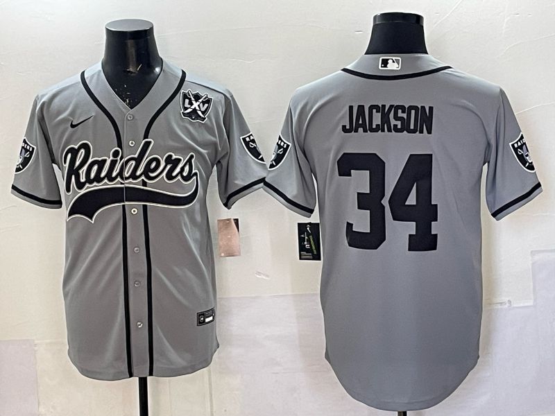 Men 2025 Oakland Raiders #34 Jackson Grey 3th generation Joint Name Nike Limited NFL Jersey style 078->oakland raiders->NFL Jersey